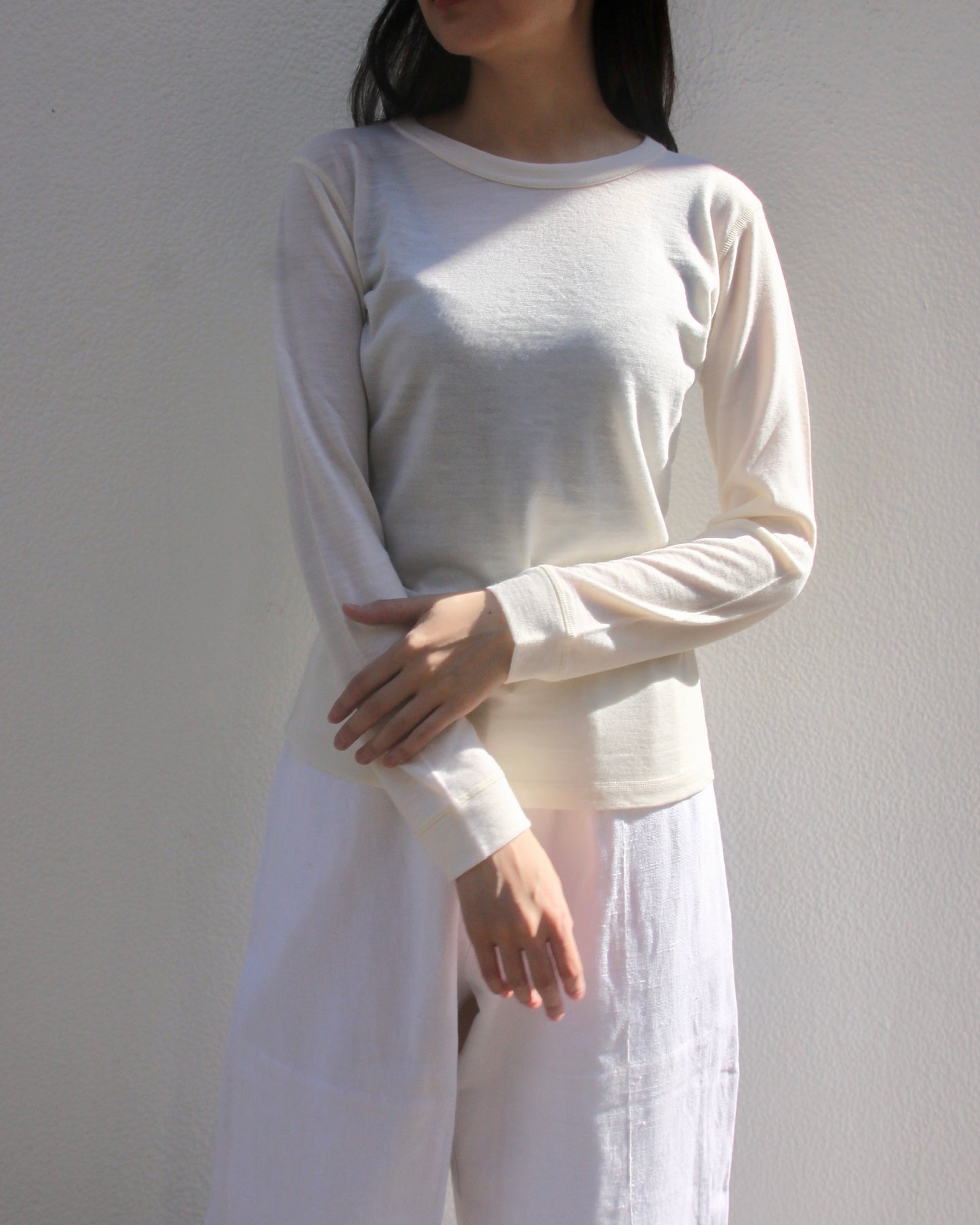 【WRIGHT+DOYLE / ライトアンドドイル】Merino Long Sleeve Vest - Chalk