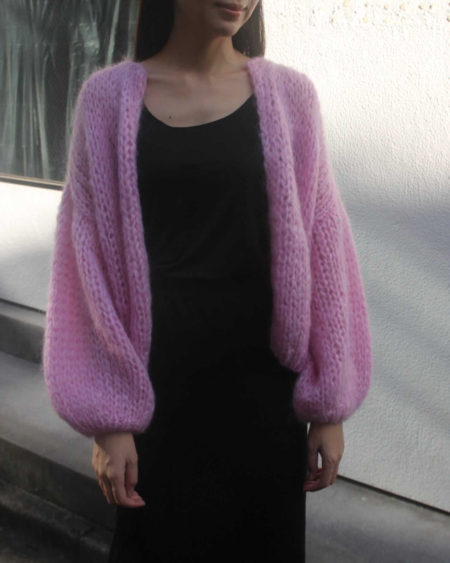 MOHAIR BOMBER CARDIGAN - ROSE