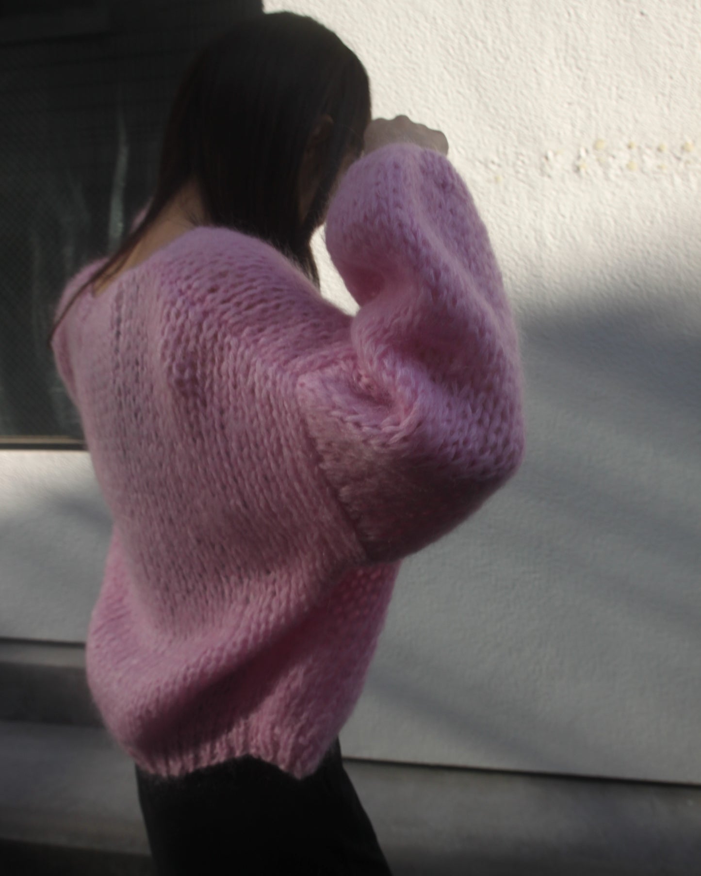 MOHAIR BOMBER CARDIGAN - ROSE