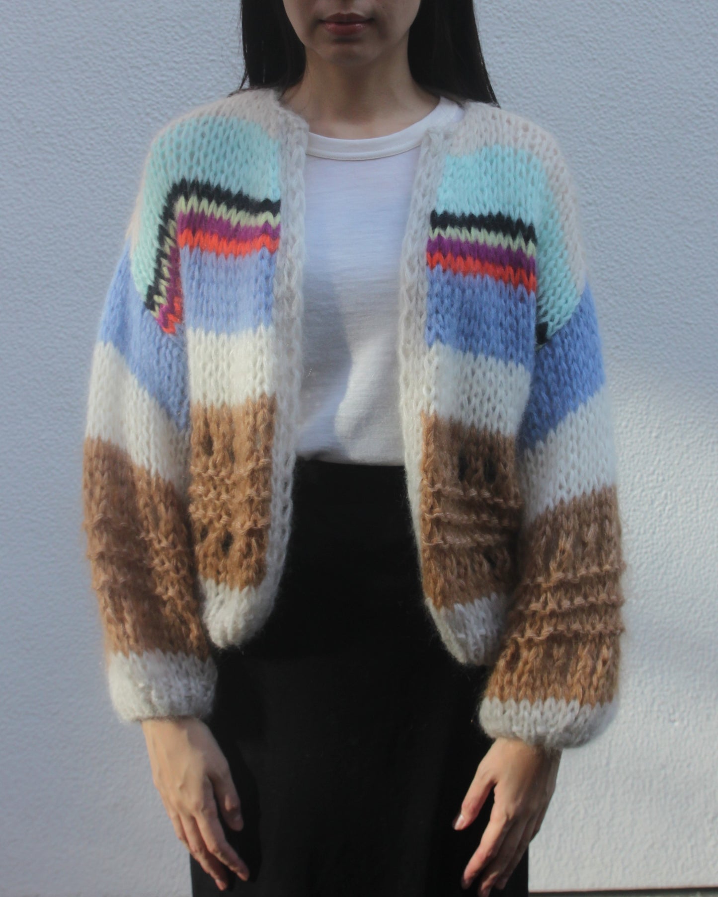 STRIPES GALORE BOMBER CARDIGAN - COOL PASTELS