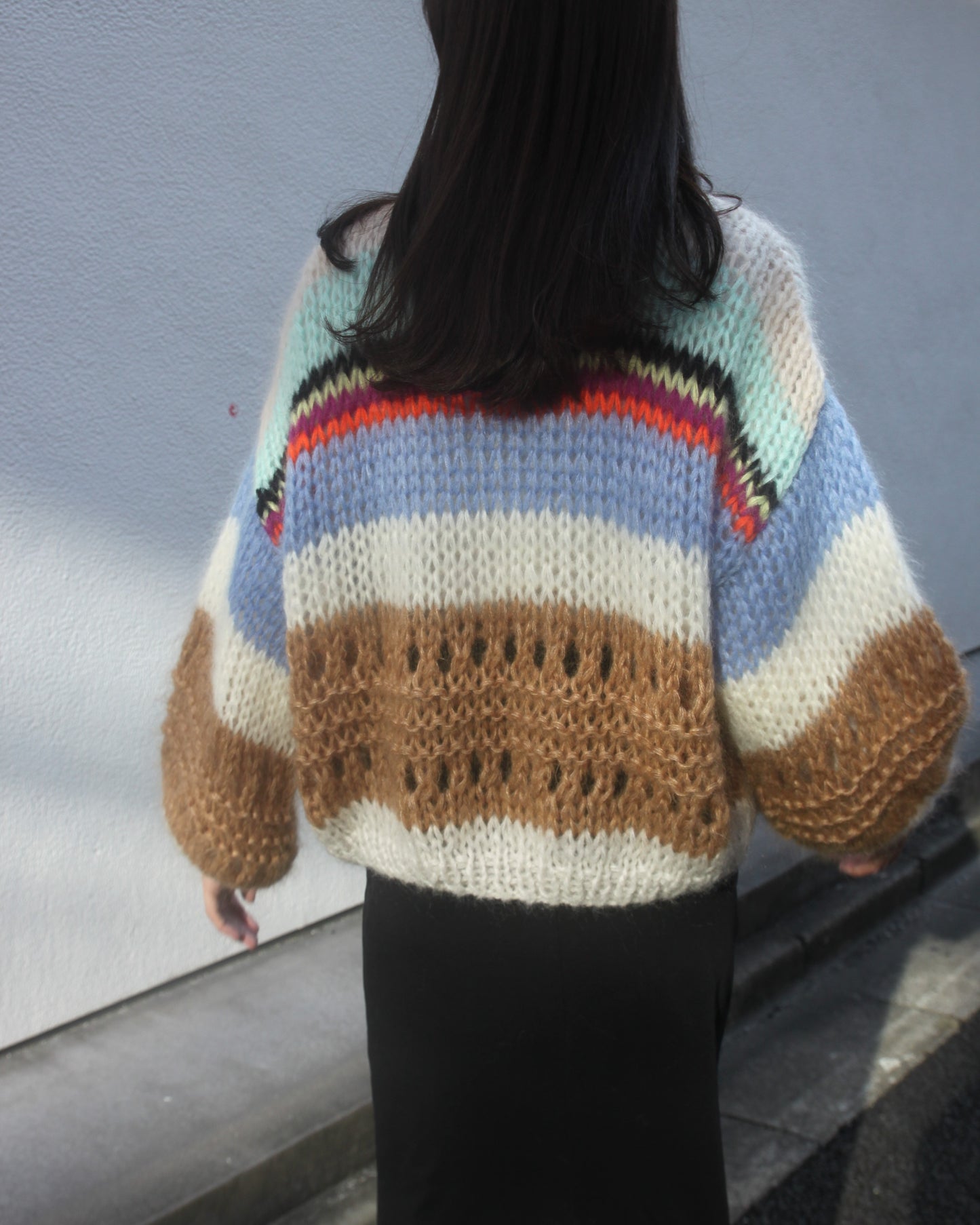 STRIPES GALORE BOMBER CARDIGAN - COOL PASTELS