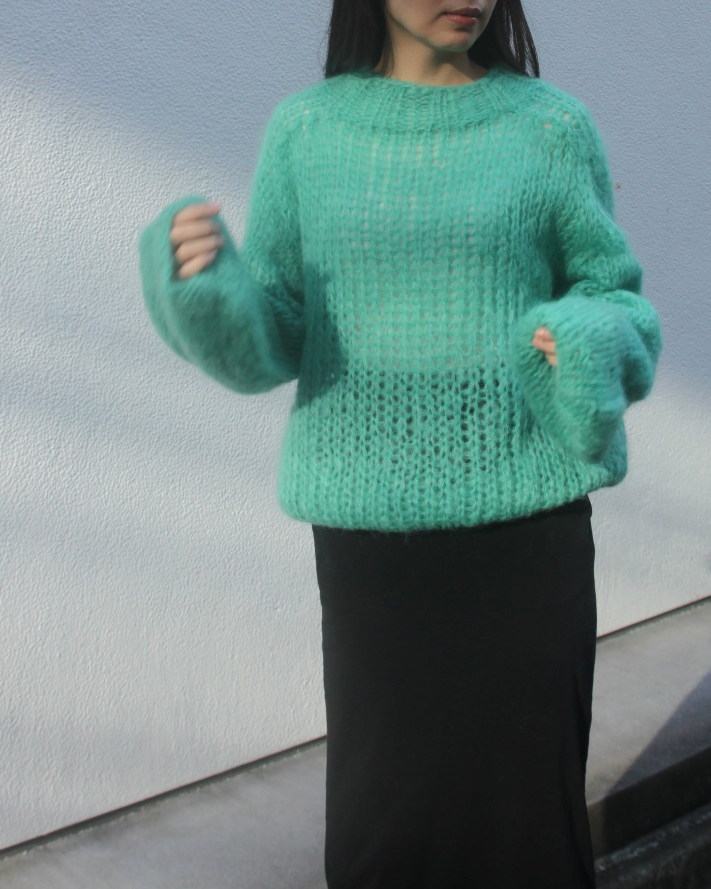 MOHAIR NEW PULLOVER - AQUA GREEN