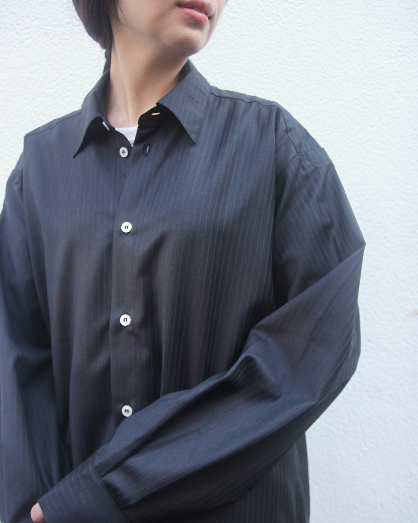 【WRIGHT+DOYLE / ライトアンドドイル】Arbor Shirt - Cacao & Ink Pinstripe