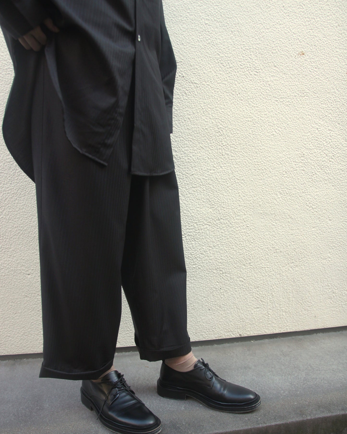 【WRIGHT+DOYLE / ライトアンドドイル】Double Pleat Tailored Trousers - Cacao & Ink Pinstripe