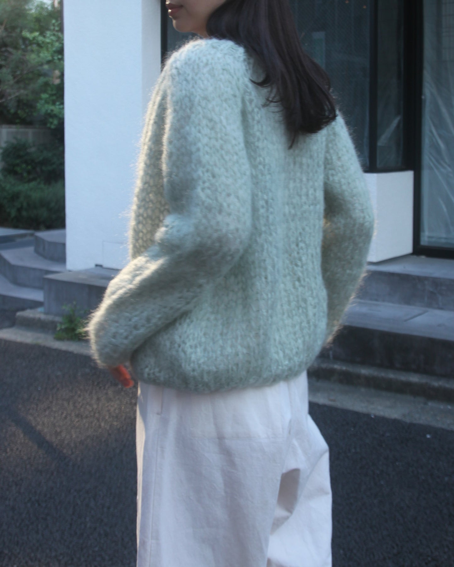 MOHAIR SMALL CARDIGAN - SAGE