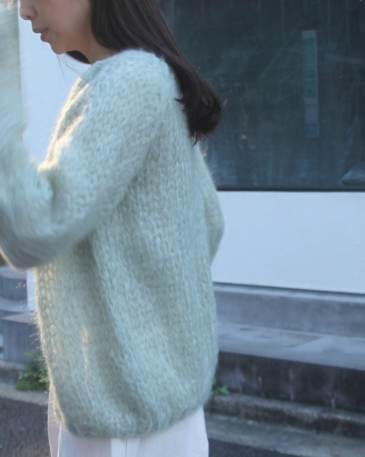 MOHAIR SMALL CARDIGAN - SAGE
