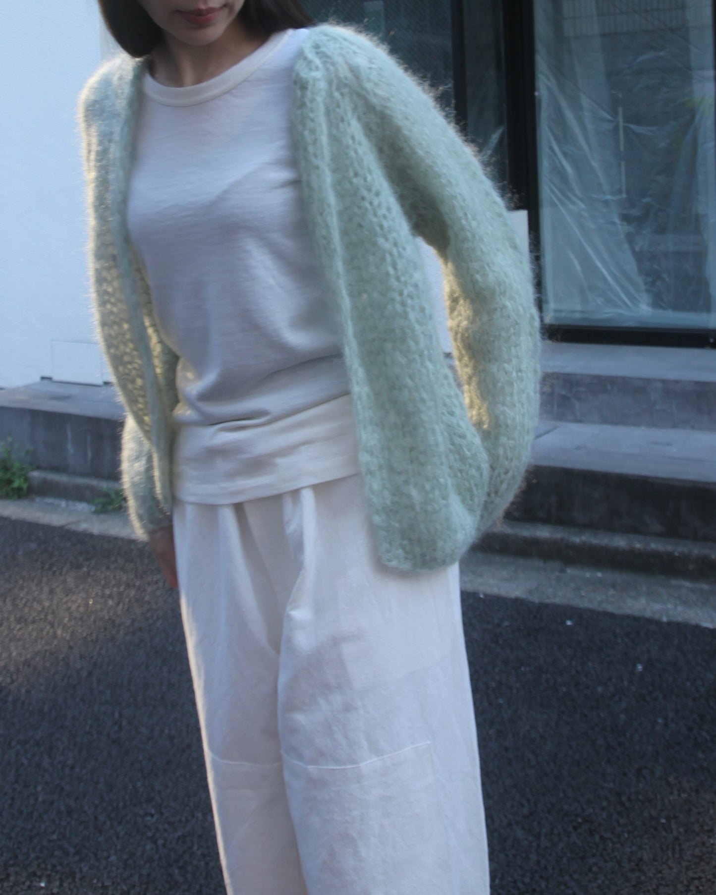 MOHAIR SMALL CARDIGAN - SAGE