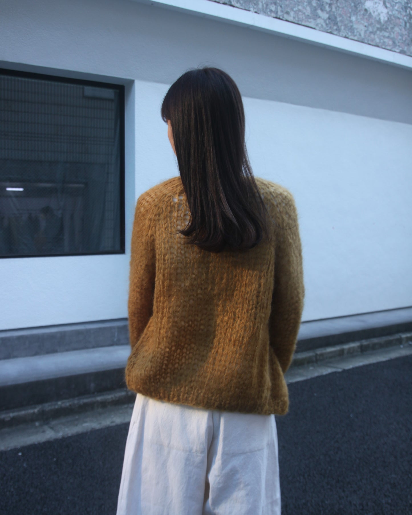 MOHAIR SMALL CARDIGAN - HAY