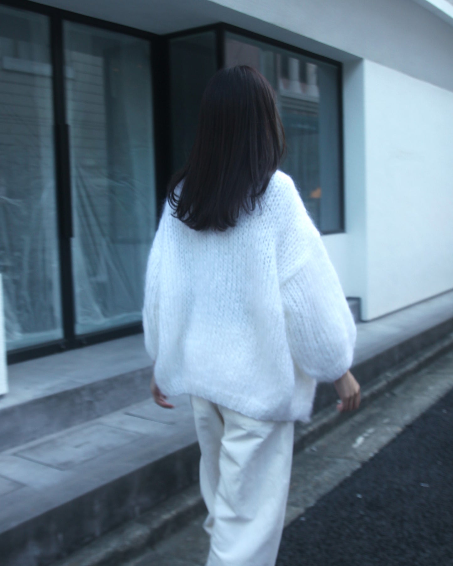 MOHAIR BIG CARDIGAN - WHITE