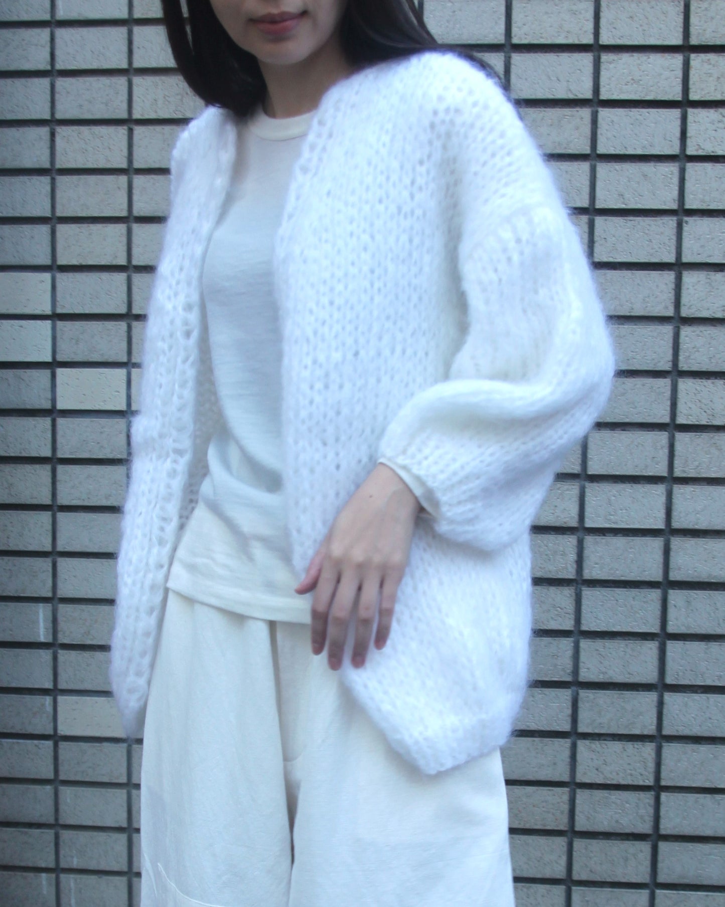MOHAIR BIG CARDIGAN - WHITE