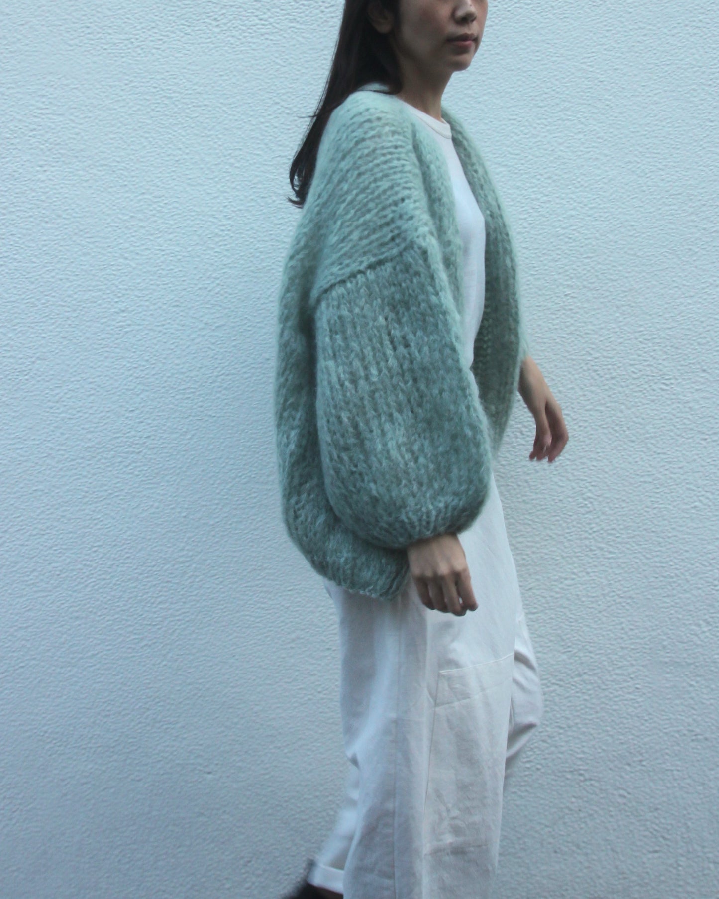MOHAIR BIG CARDIGAN - SAGE