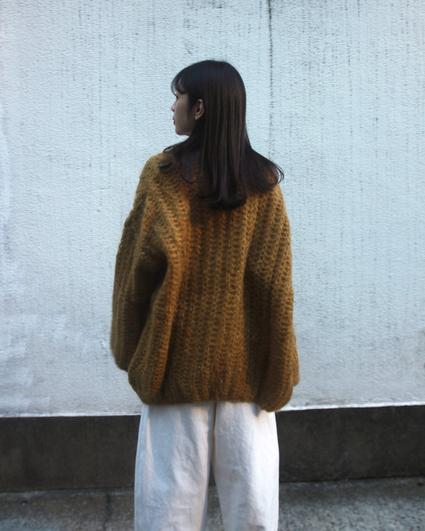 MOHAIR CHUNKY BRIOCHE CARDIGAN - HAY