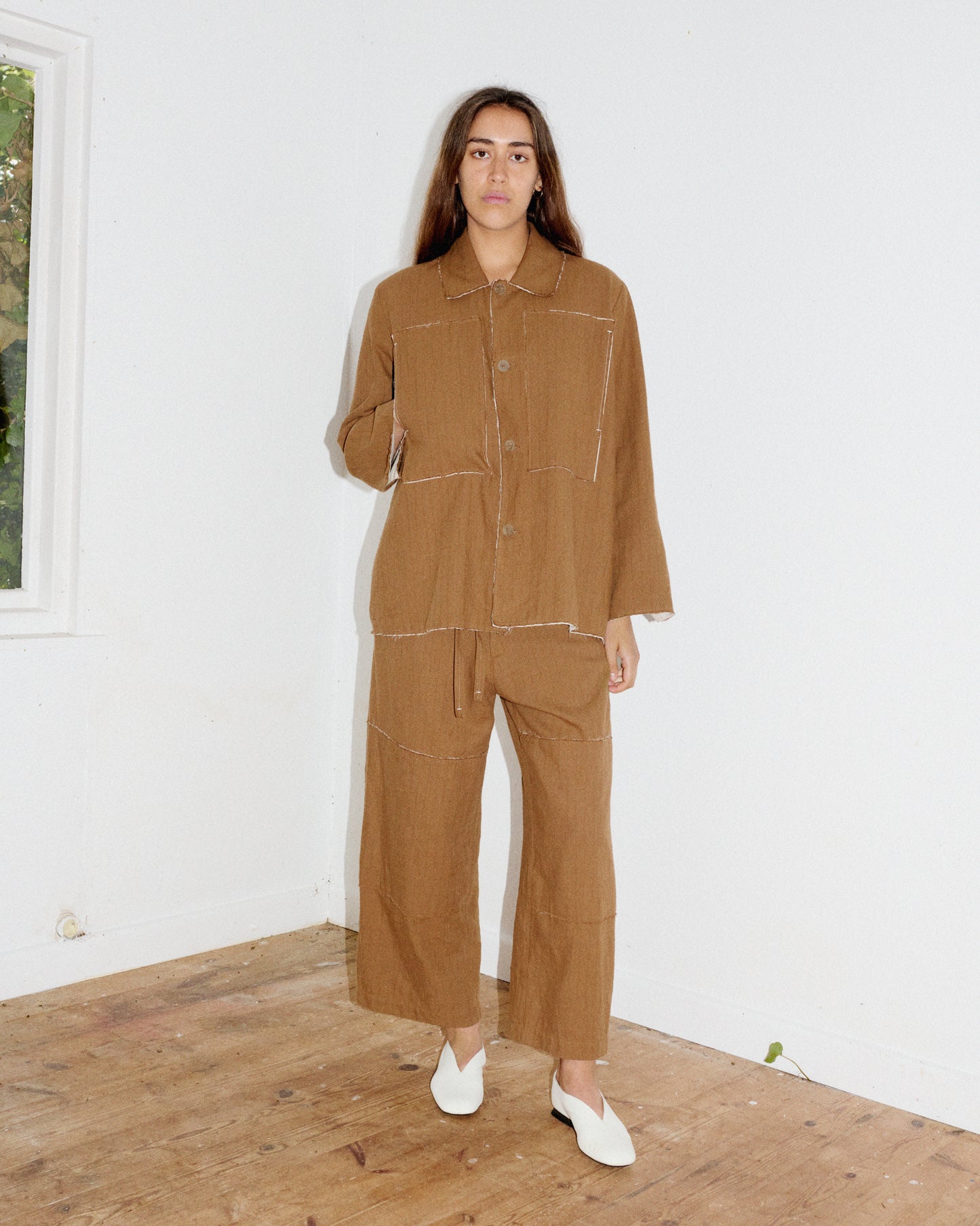 【WRIGHT+DOYLE / ライトアンドドイル】HAYTOR TROUSERS - OCHRE PINSTRIPE