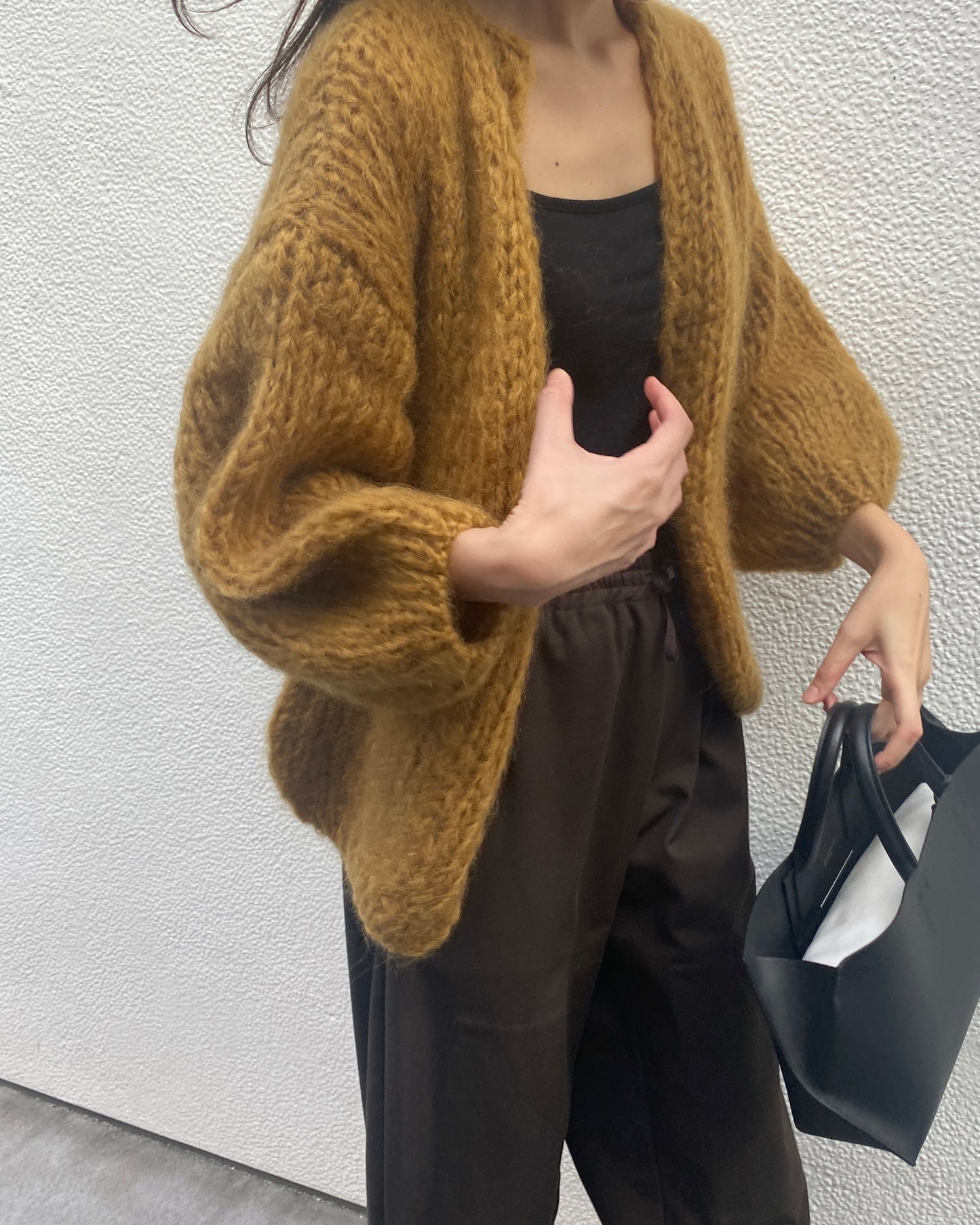 MOHAIR BIG CARDIGAN - HAY