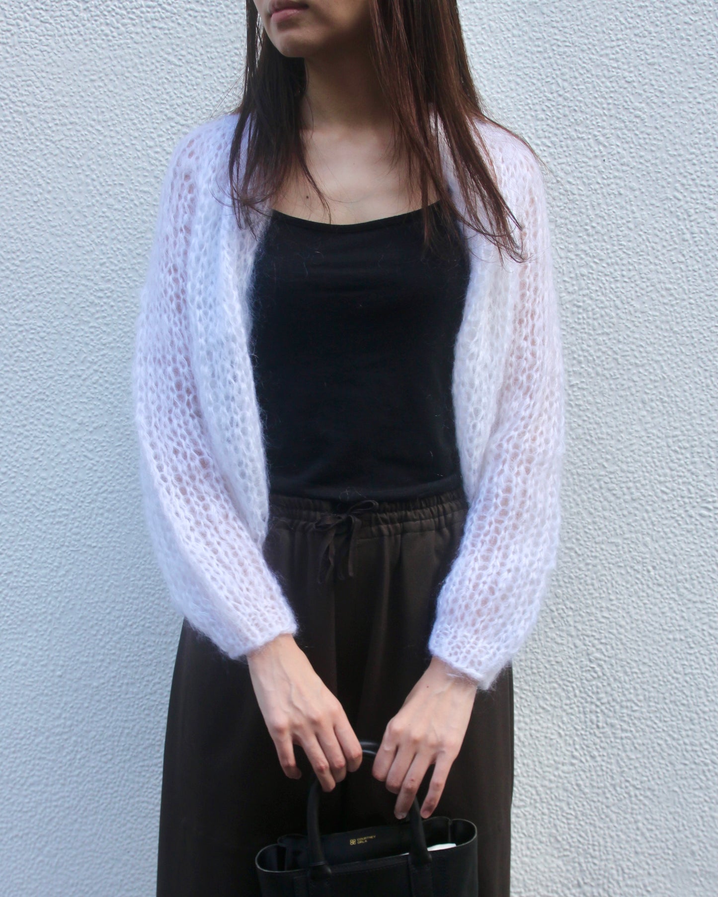 MOHAIR SMALL CARDIGAN - WHITE