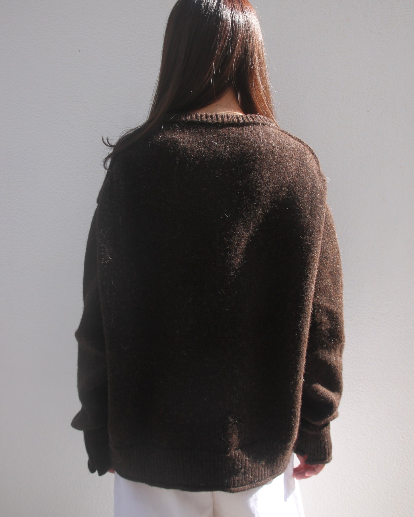 【WRIGHT+DOYLE / ライトアンドドイル】Welsh Black Crew Neck Jumper - Cacao
