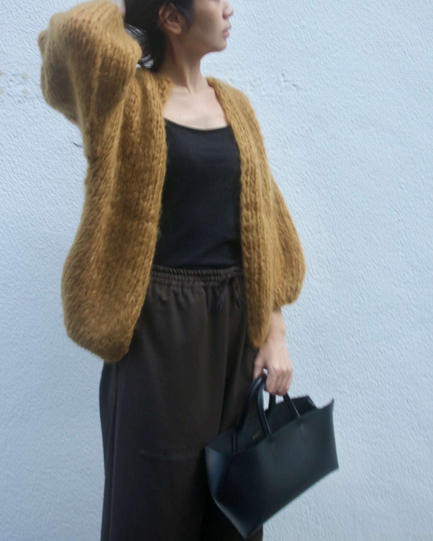MOHAIR BIG CARDIGAN - HAY