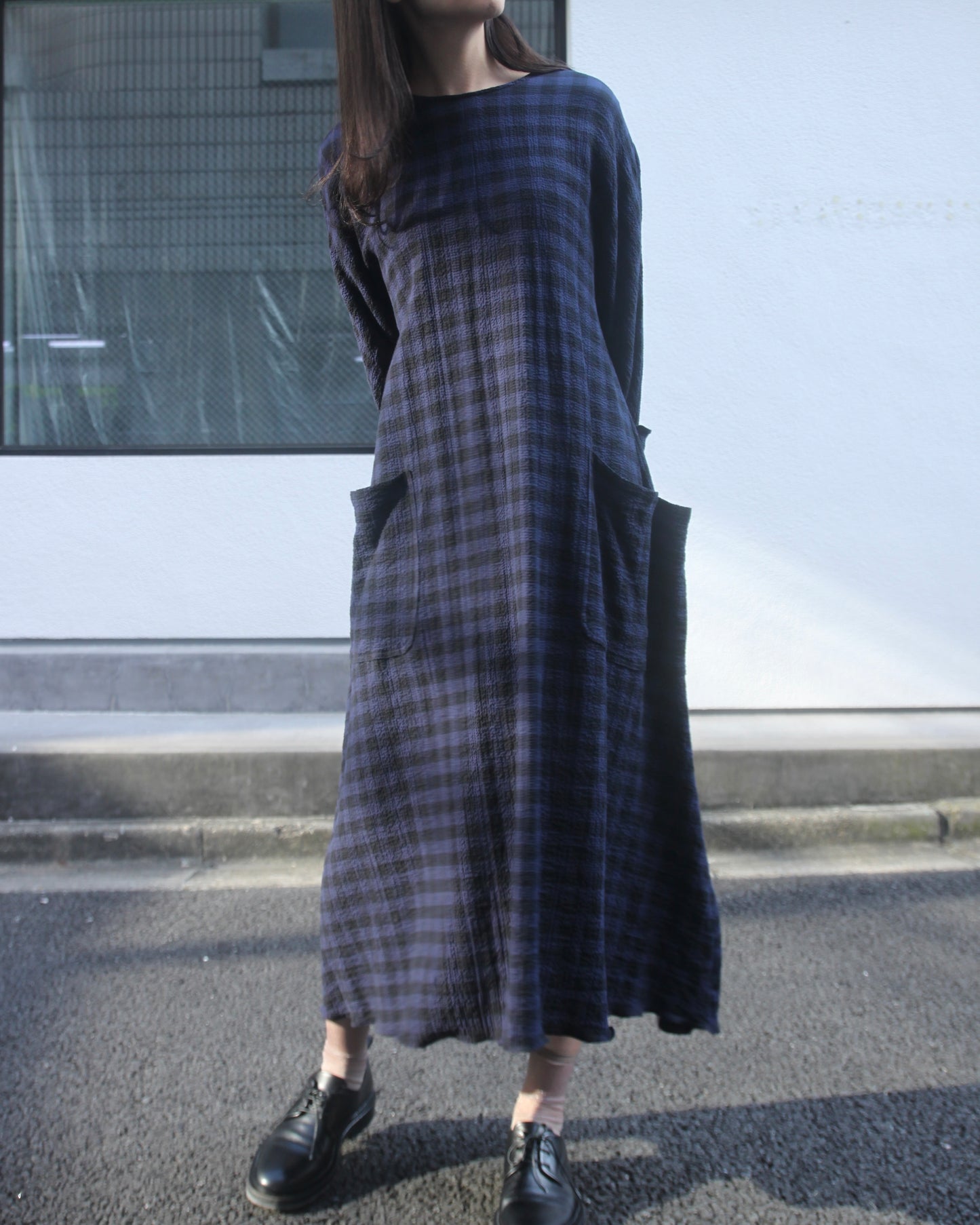 【WRIGHT+DOYLE / ライトアンドドイル】Hand Tie Dress - Ink & Black Check