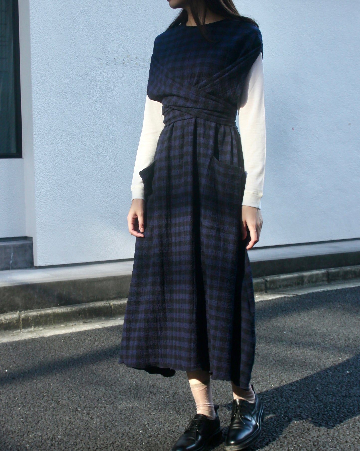 【WRIGHT+DOYLE / ライトアンドドイル】Hand Tie Dress - Ink & Black Check