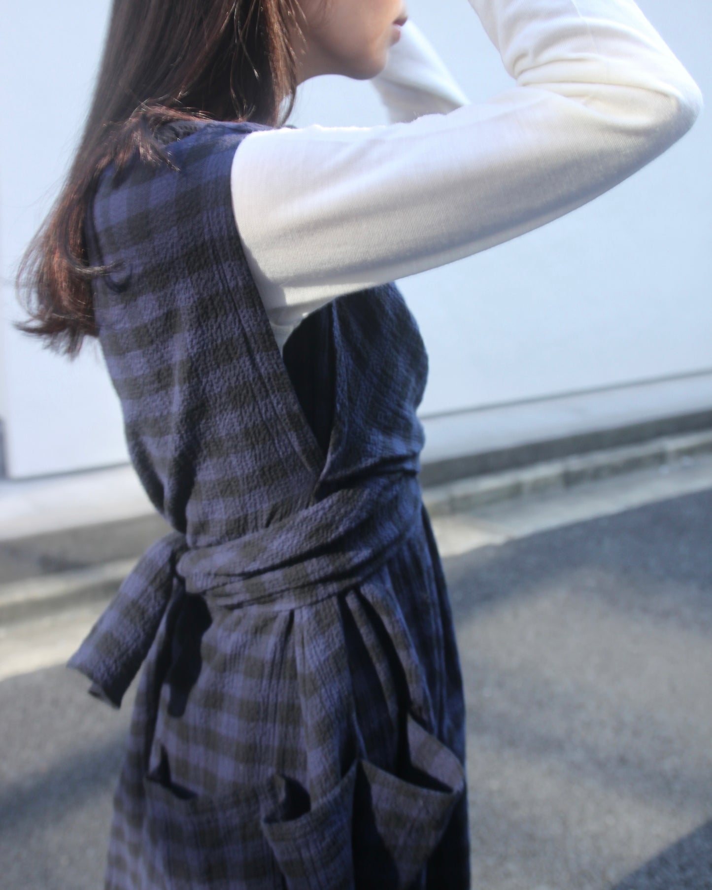 【WRIGHT+DOYLE / ライトアンドドイル】Hand Tie Dress - Ink & Black Check