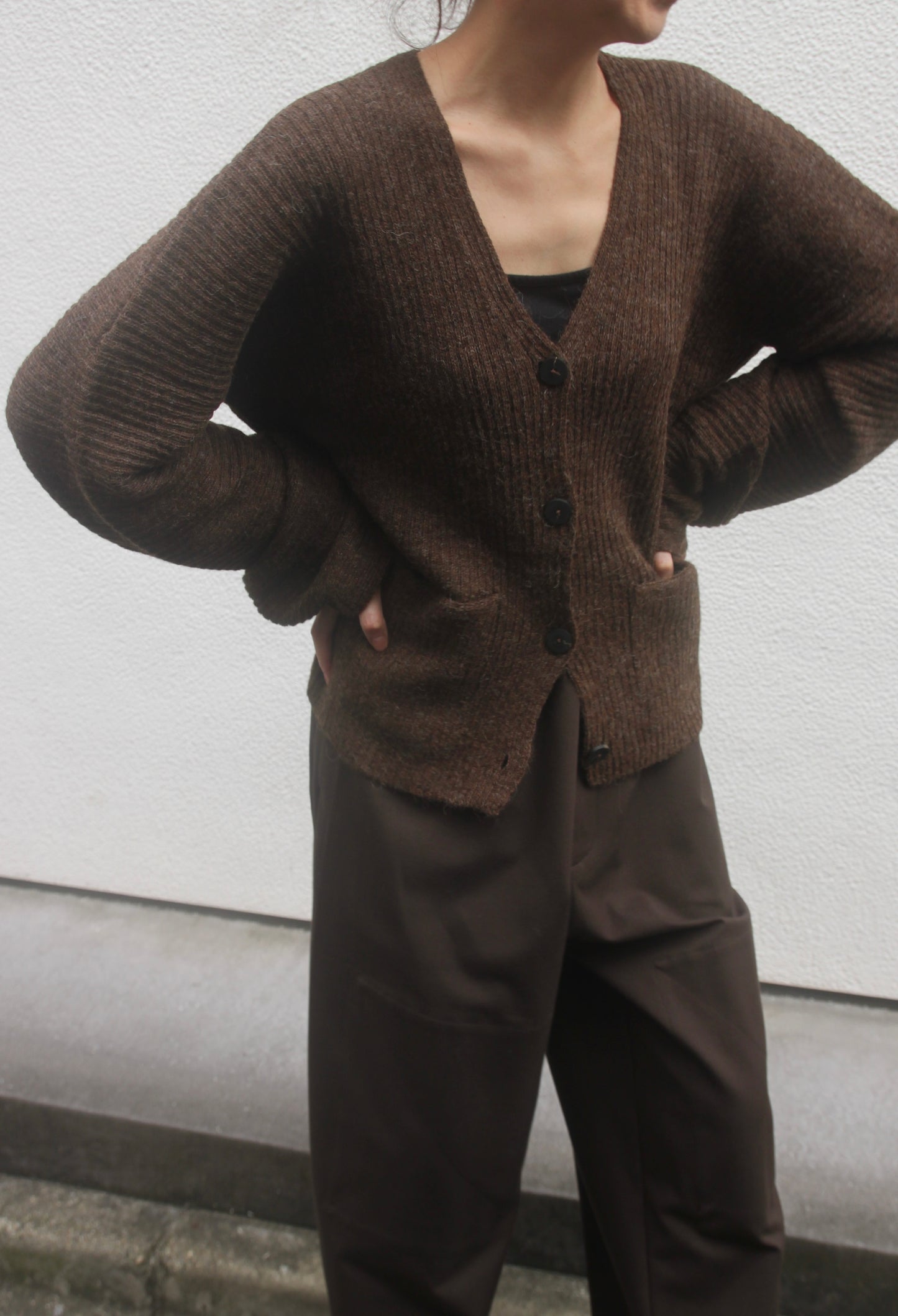 【Whiteread / ホワイトリード】Cresta Ribbed Cardigan - Coffee