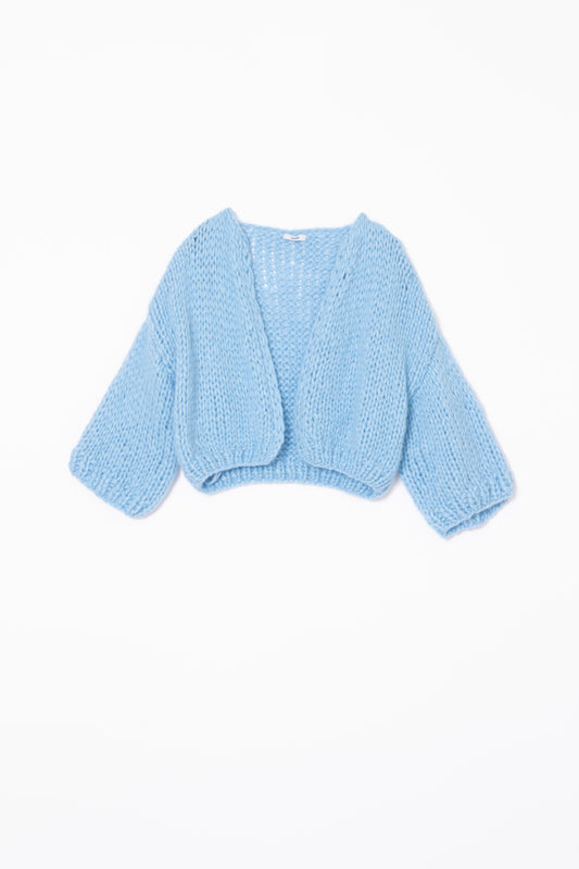 【Maiami / マイアミ】Alpaca Short Sleeve Cardigan - Alaskan Blue