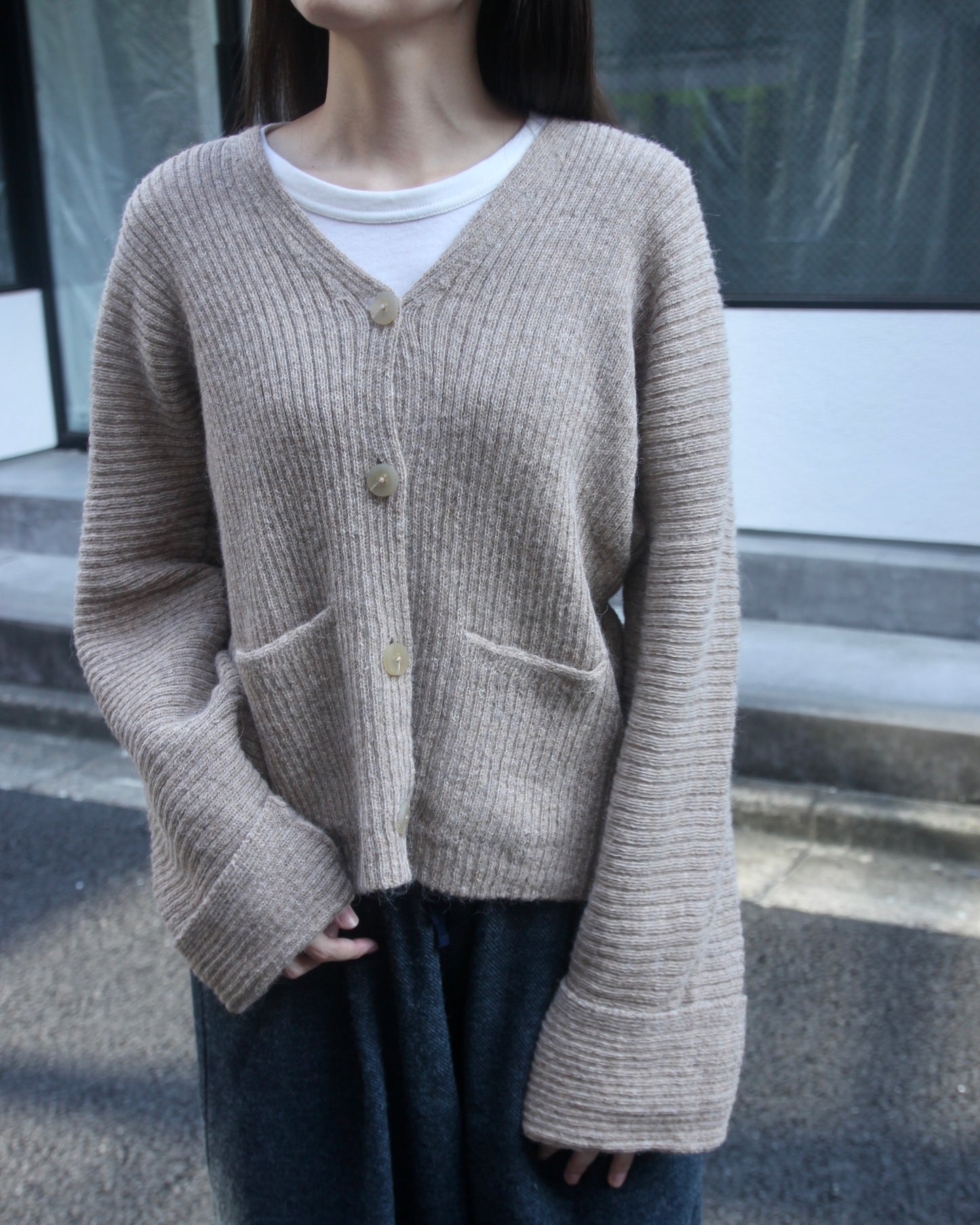 CRESTA RIBBED CARDIGAN - FAWN