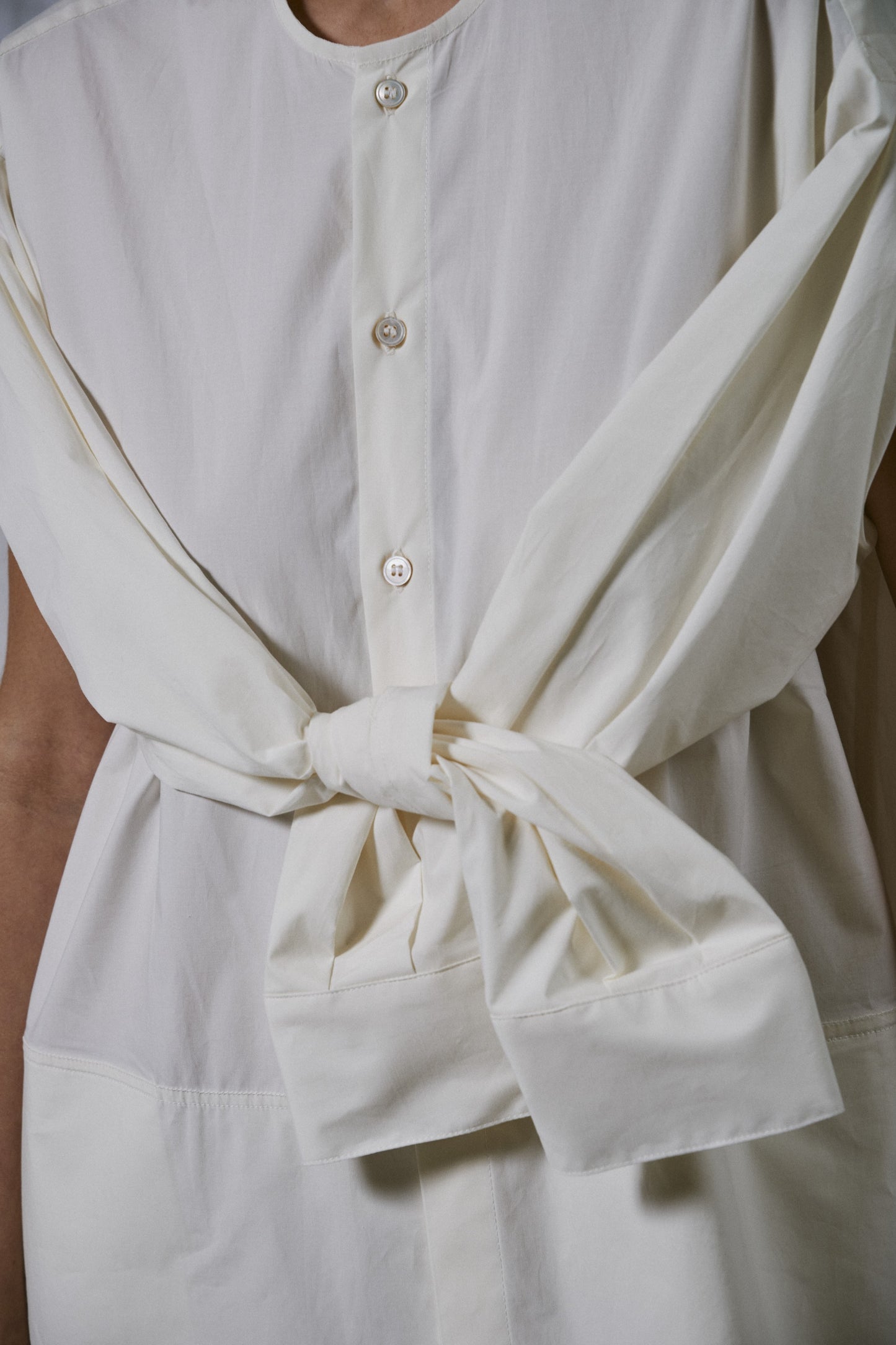 【WRIGHT+DOYLE / ライトアンドドイル】Hand Tie Shirt Dress - Chalk