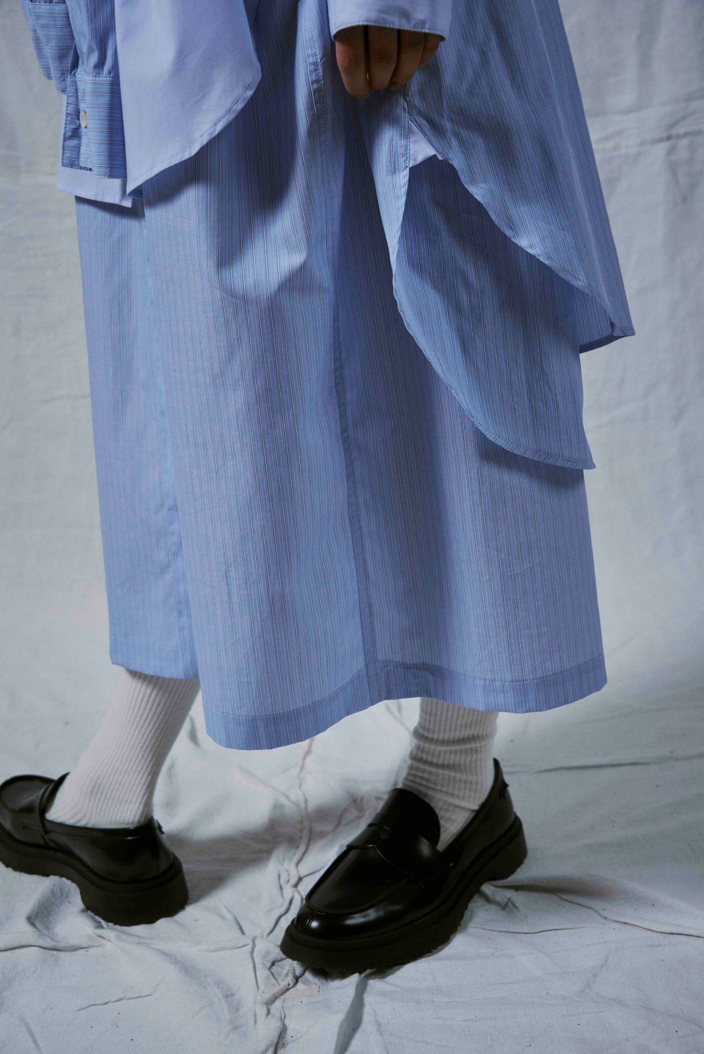 【WRIGHT+DOYLE / ライトアンドドイル】Hand Tie Shirt Dress - Fine & Needle Stripe