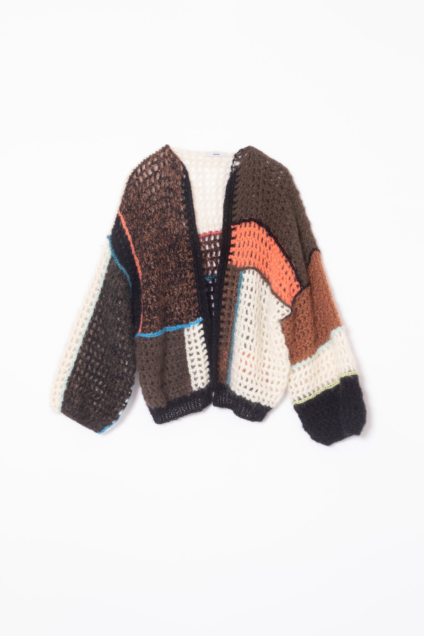 【Maiami / マイアミ】Crochet Patchwork Bomber Cardigan - Dark Brown