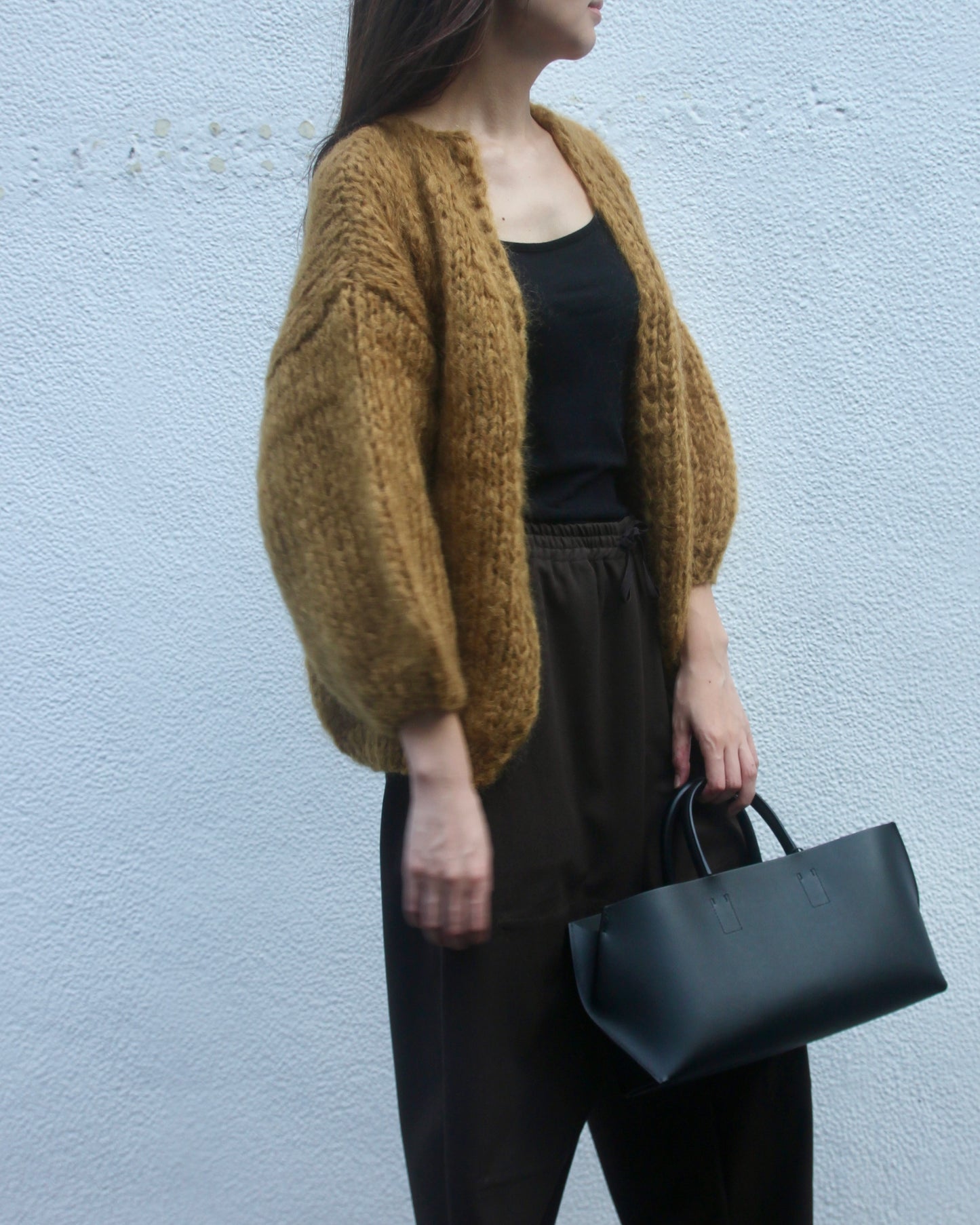 MOHAIR BIG CARDIGAN - HAY