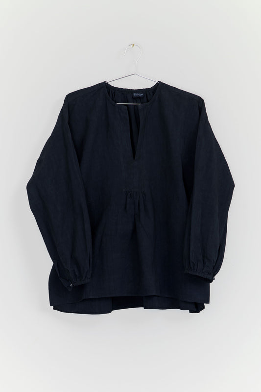 【Whiteread / ホワイトリード】Gathered Back Shirt - Black Linen