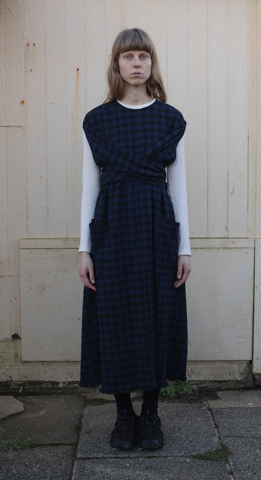 【WRIGHT+DOYLE / ライトアンドドイル】Hand Tie Dress - Ink & Black Check