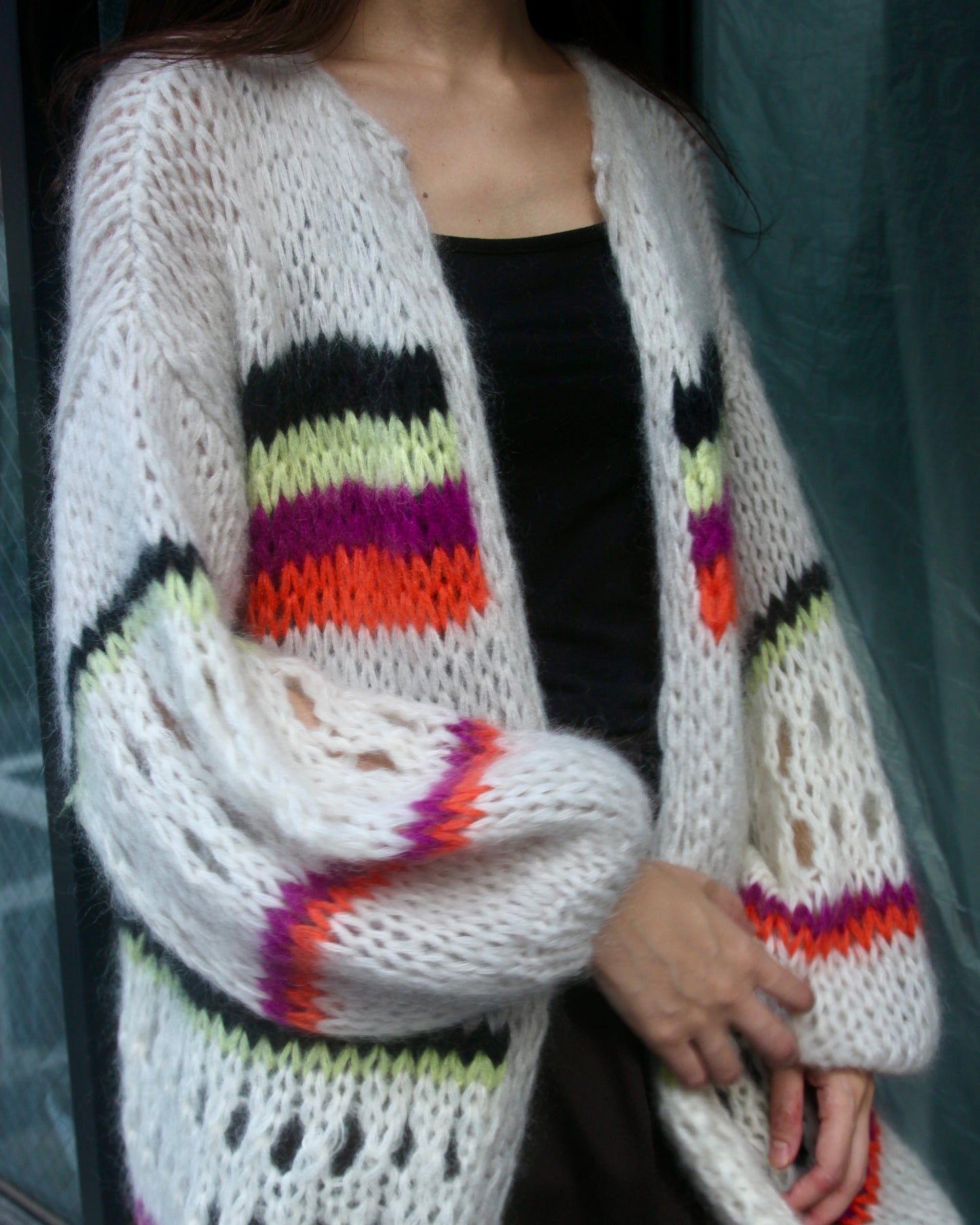 STRIPES GALORE BIG CARDIGAN - COOL PASTELS
