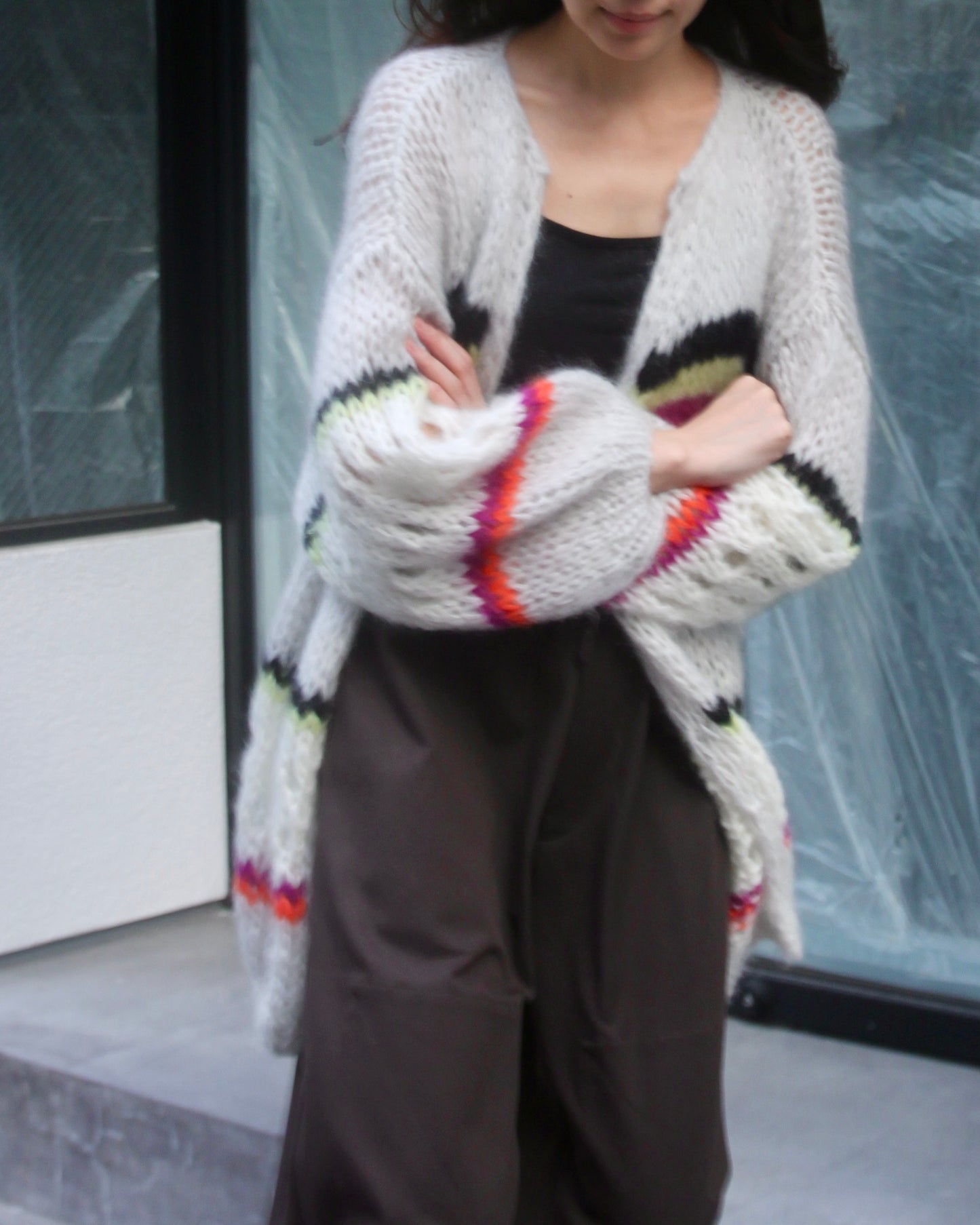 STRIPES GALORE BIG CARDIGAN - COOL PASTELS