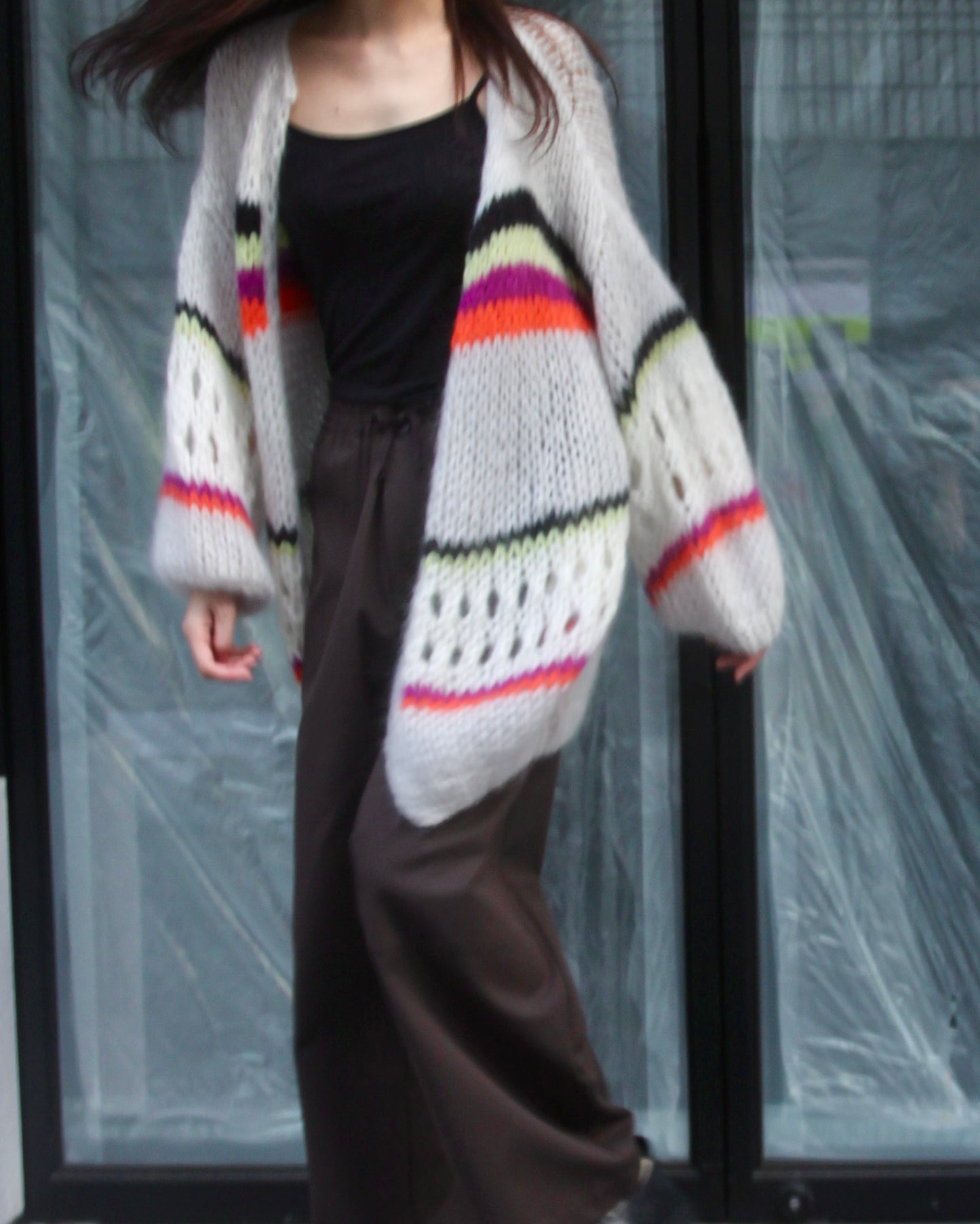 STRIPES GALORE BIG CARDIGAN - COOL PASTELS