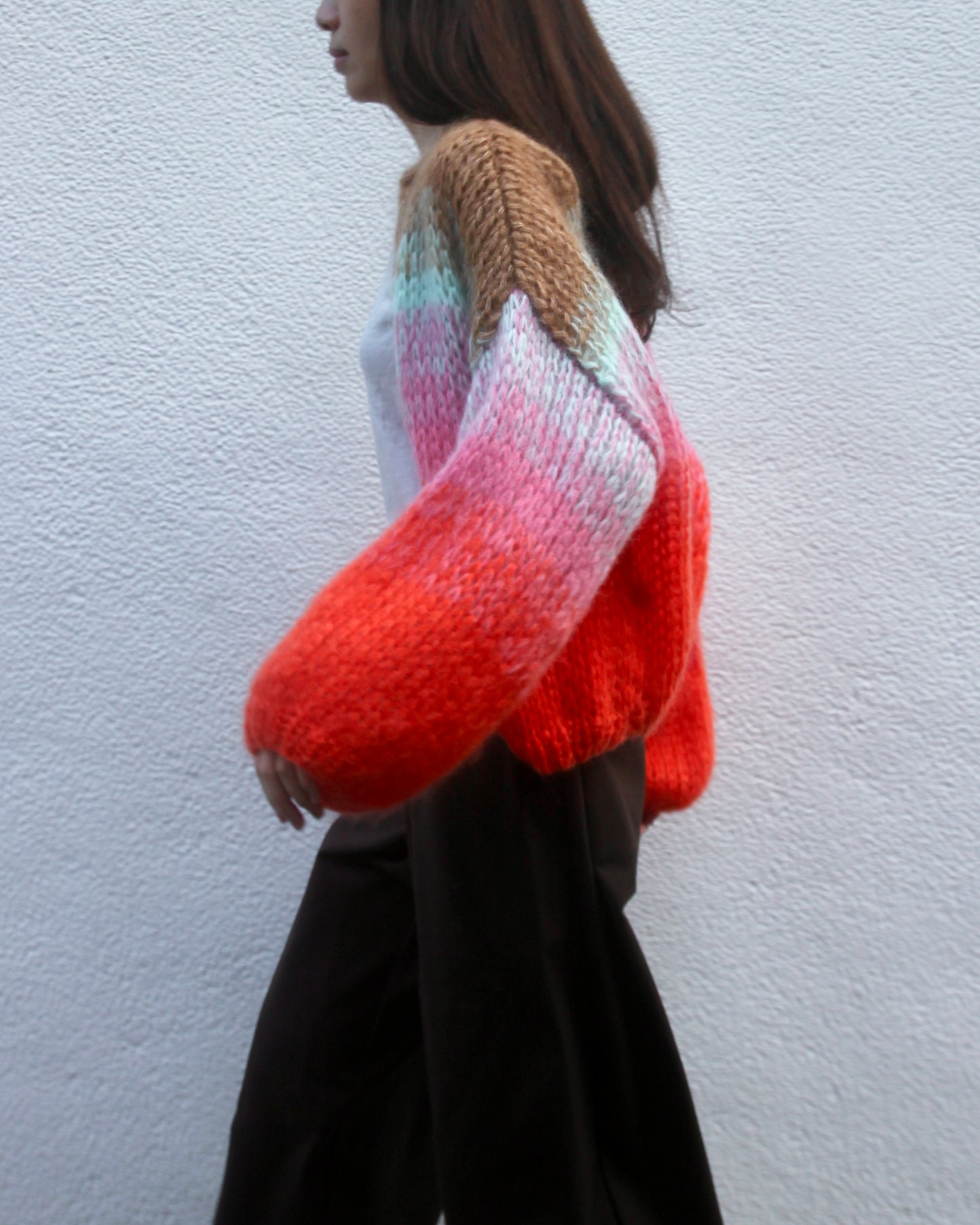 GRADIENT FADE BOMBER CARDIGAN - COOL PASTELS