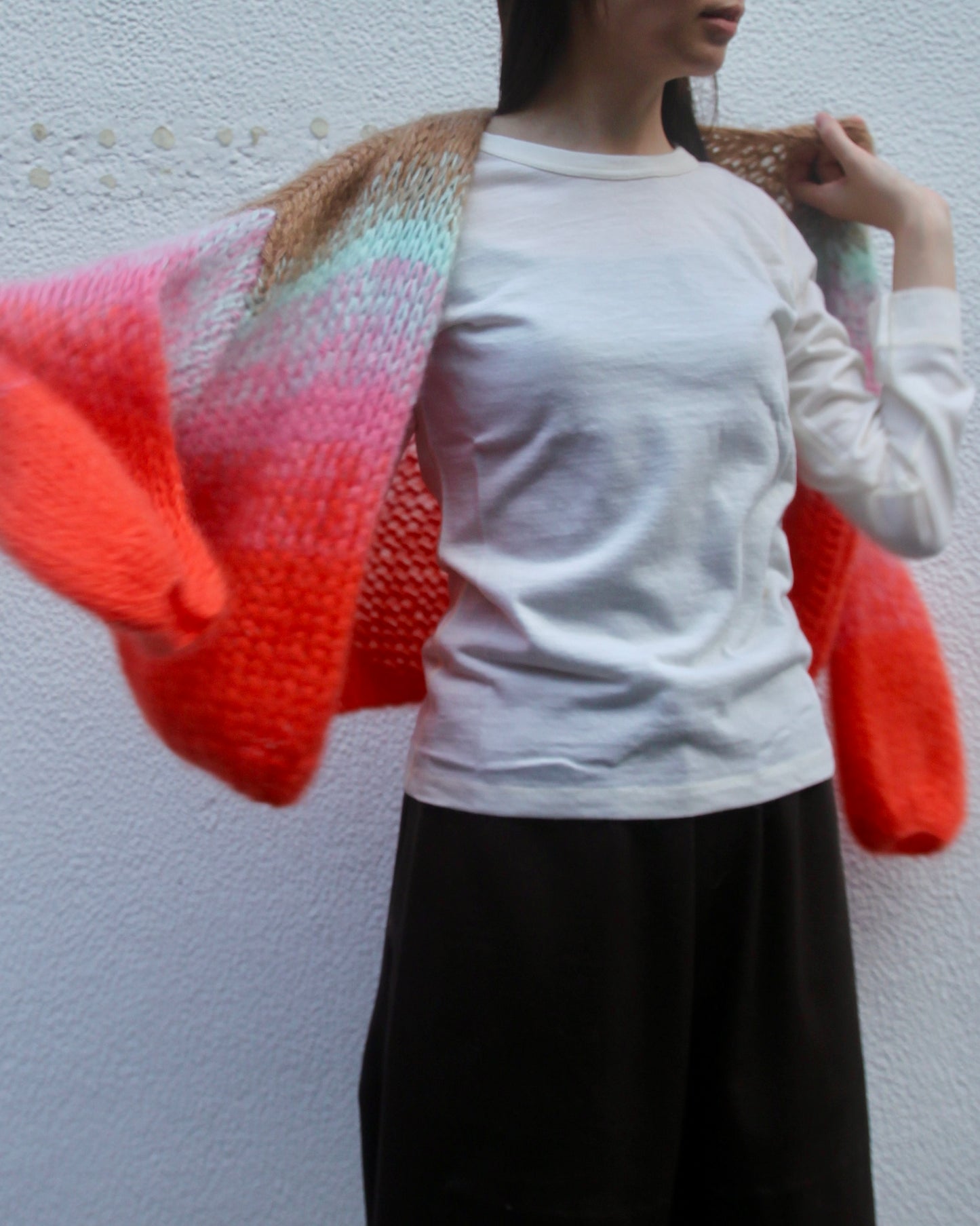 GRADIENT FADE BOMBER CARDIGAN - COOL PASTELS