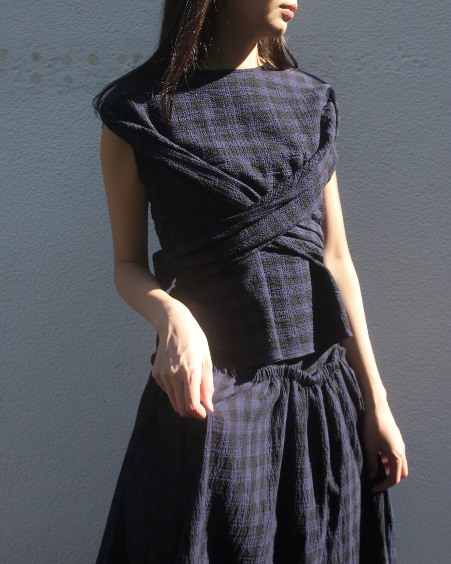 【WRIGHT+DOYLE / ライトアンドドイル】Hand Tie Top - Ink & Black Check