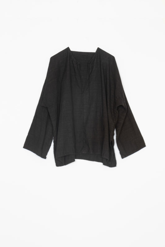 【Whiteread / ホワイトリード】Front Tie Shirt - Ebony