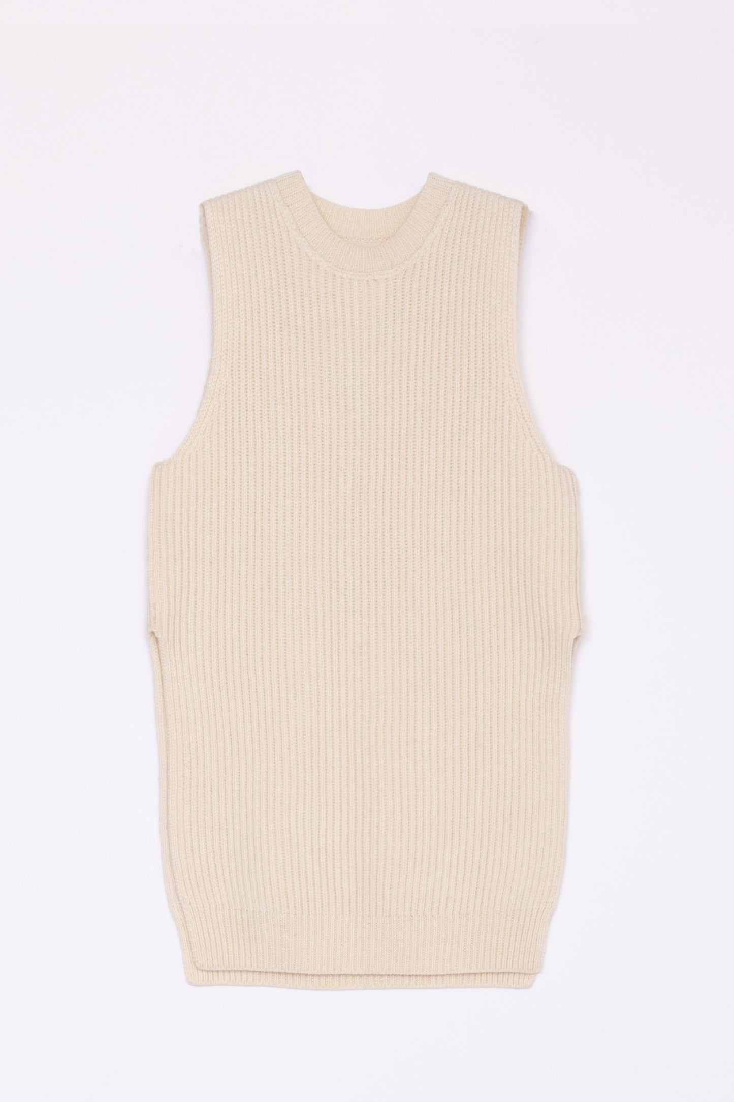 【Whiteread / ホワイトリード】Knitted rib vest - Milk