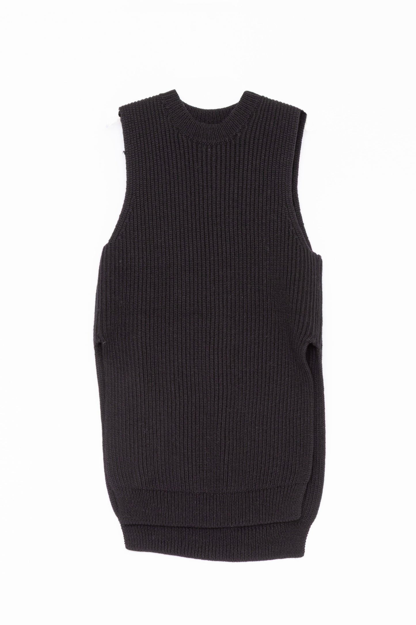 【Whiteread / ホワイトリード】Knitted rib vest - Ebony