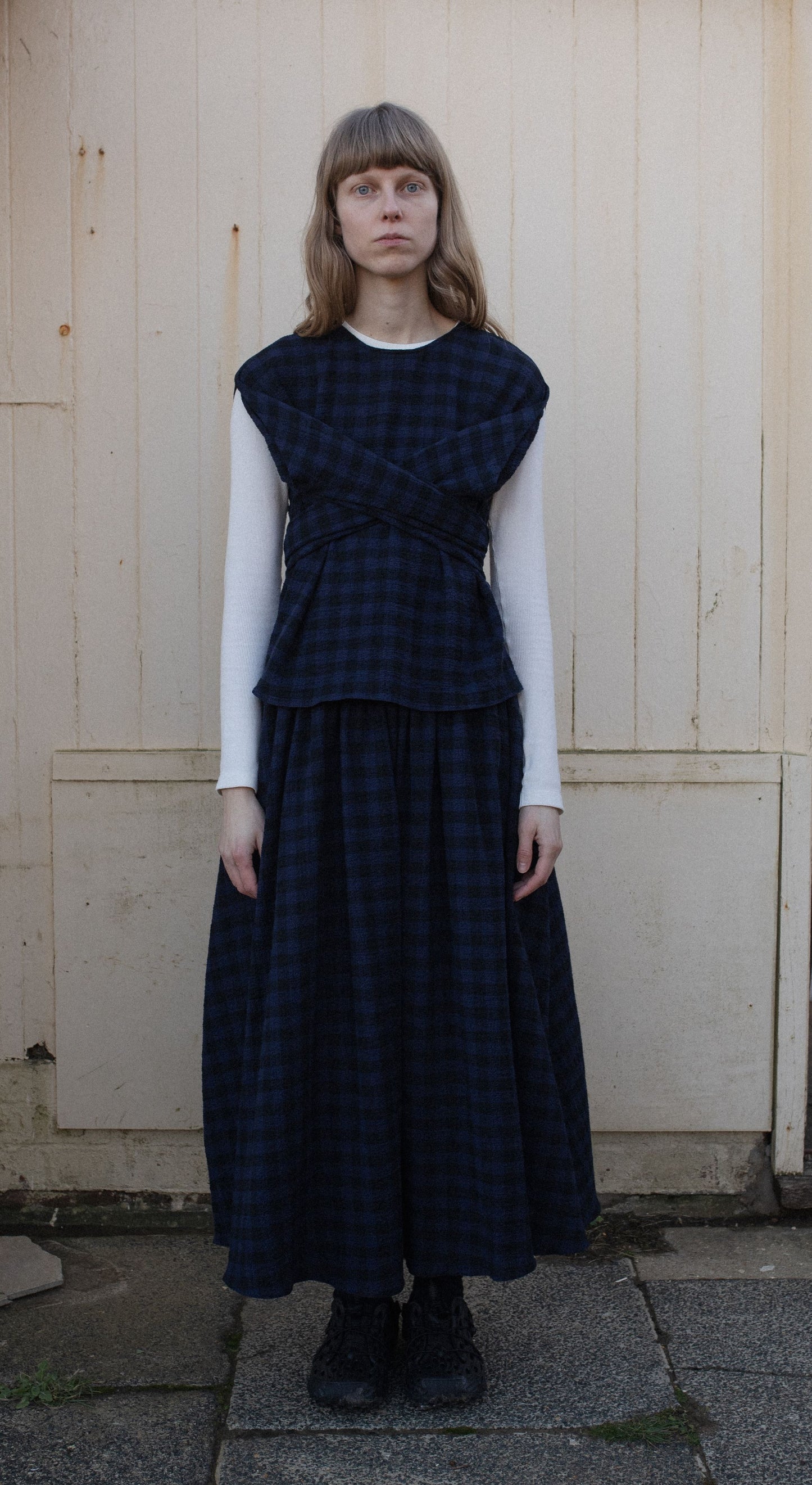 【WRIGHT+DOYLE / ライトアンドドイル】Buoy Skirt - Ink & Black Check