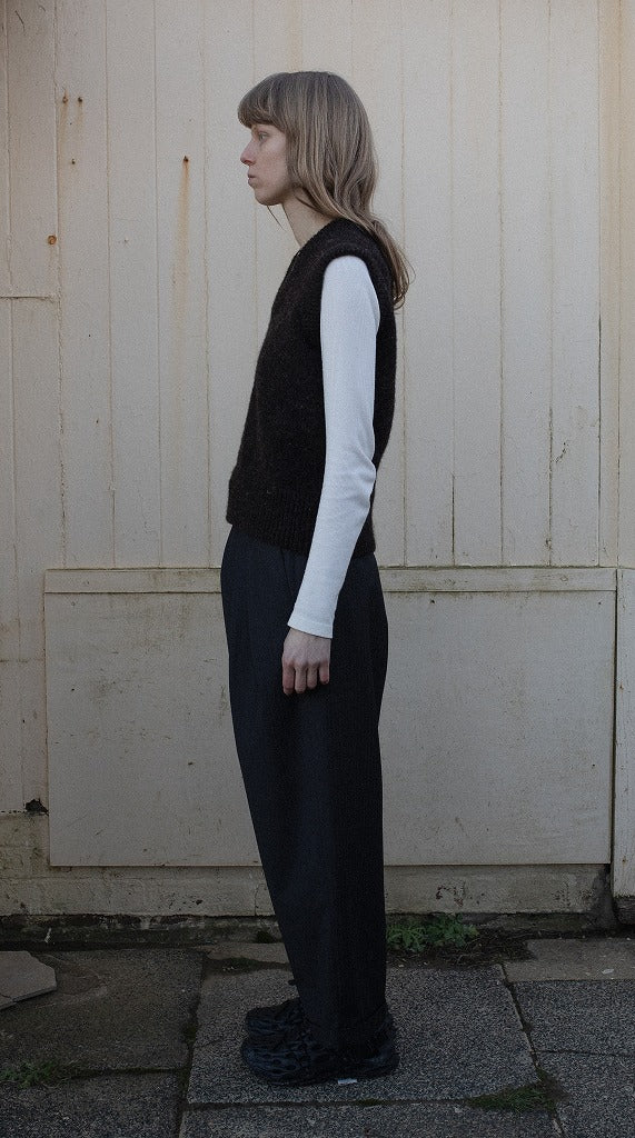 【WRIGHT+DOYLE / ライトアンドドイル】Double Pleat Tailored Trousers - Cacao & Ink Pinstripe