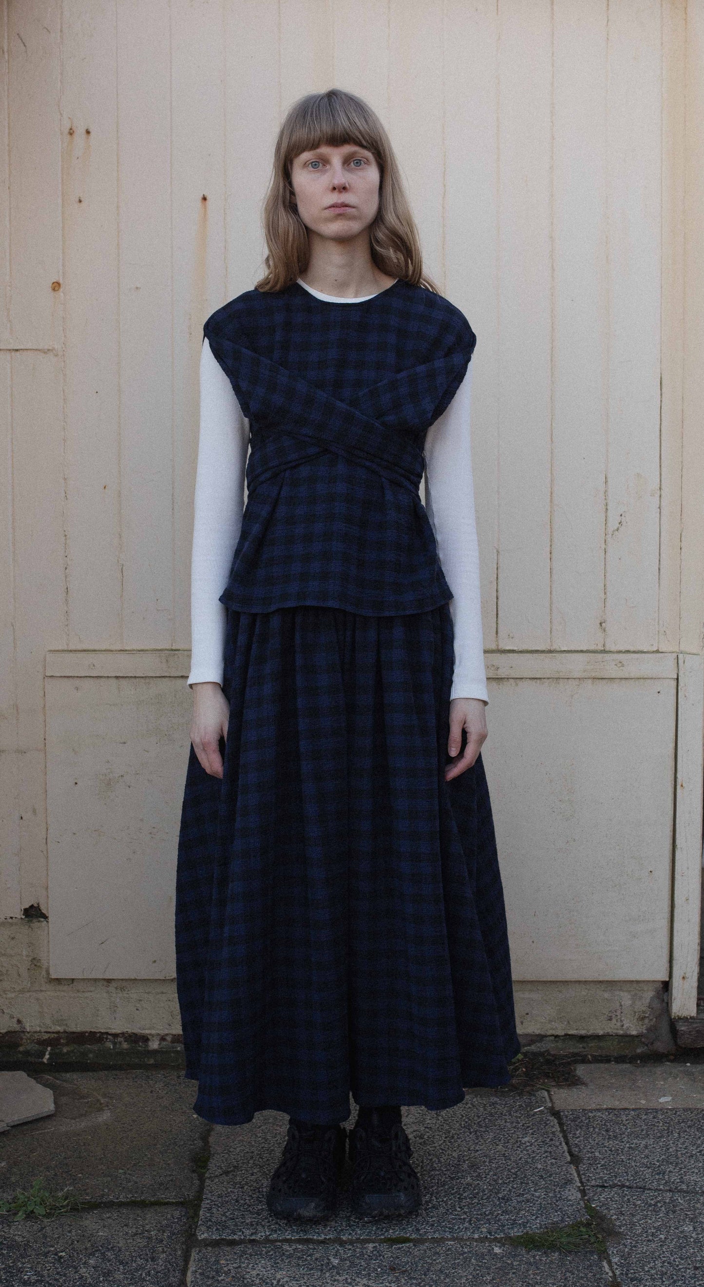 【WRIGHT+DOYLE / ライトアンドドイル】Hand Tie Top - Ink & Black Check