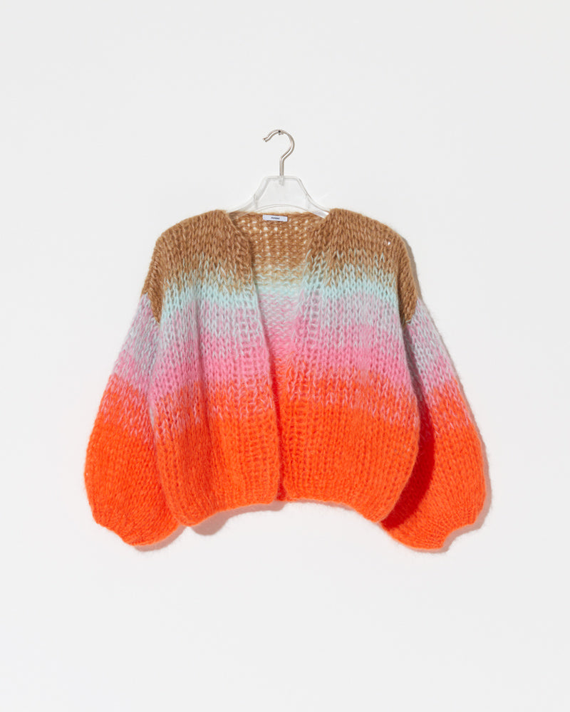 GRADIENT FADE BOMBER CARDIGAN - COOL PASTELS