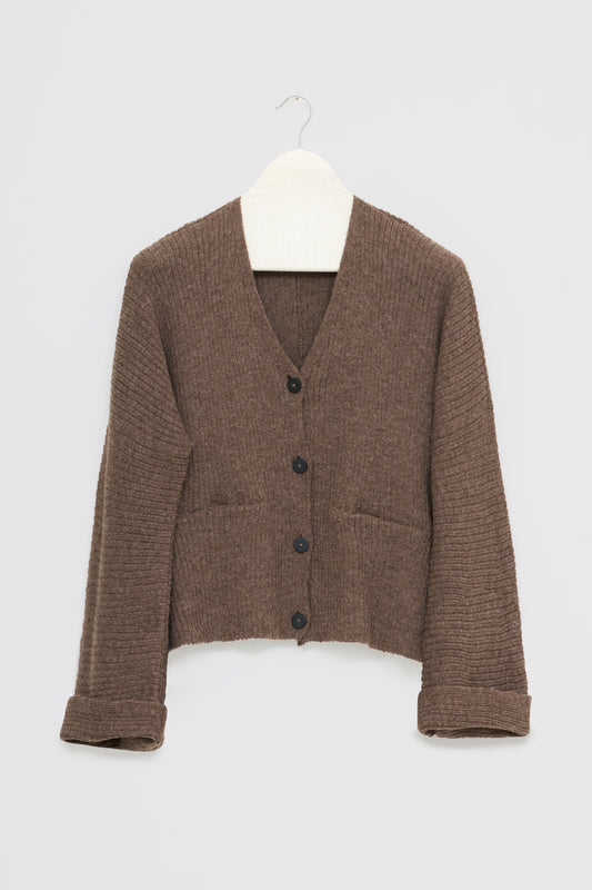 【Whiteread / ホワイトリード】Cresta Ribbed Cardigan - Bark