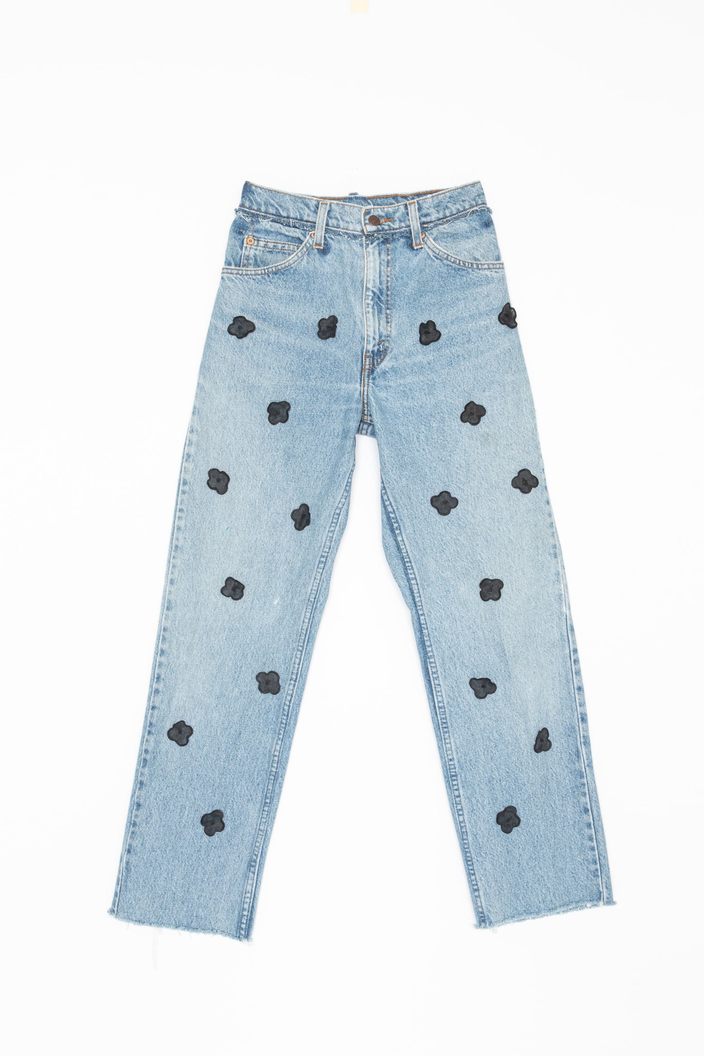 【RIVER/リバー】RM LEVIS BTFL バックタックフラワーモチーフリメイクデニム(ブラック)