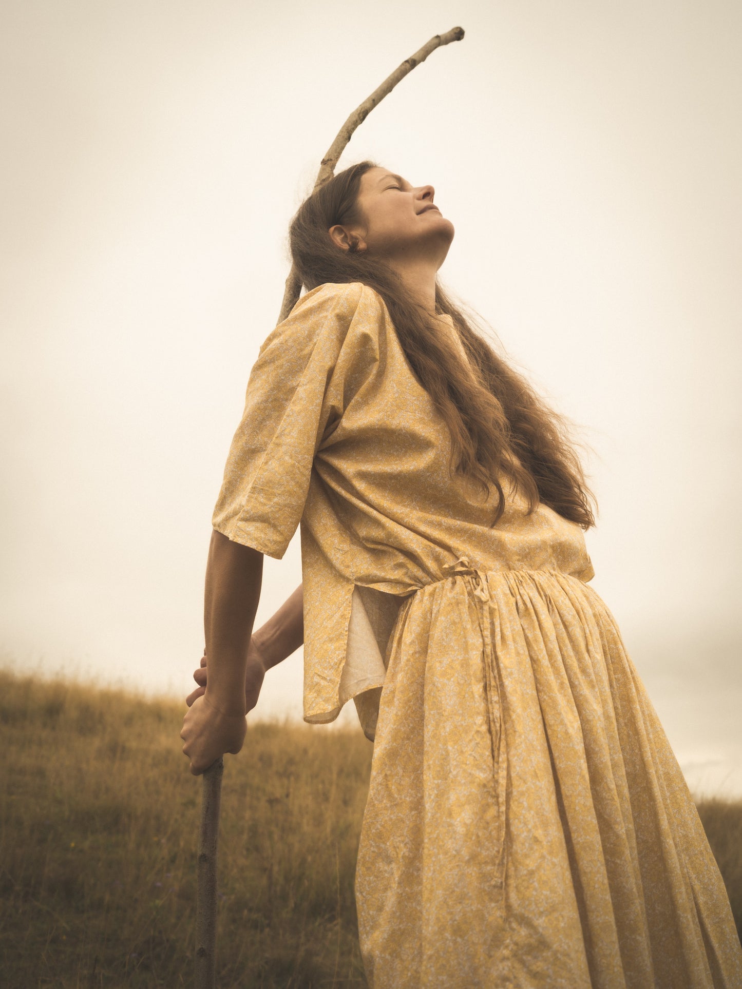 【Whiteread / ホワイトリード】Gathered tie skirt - Peach Flora