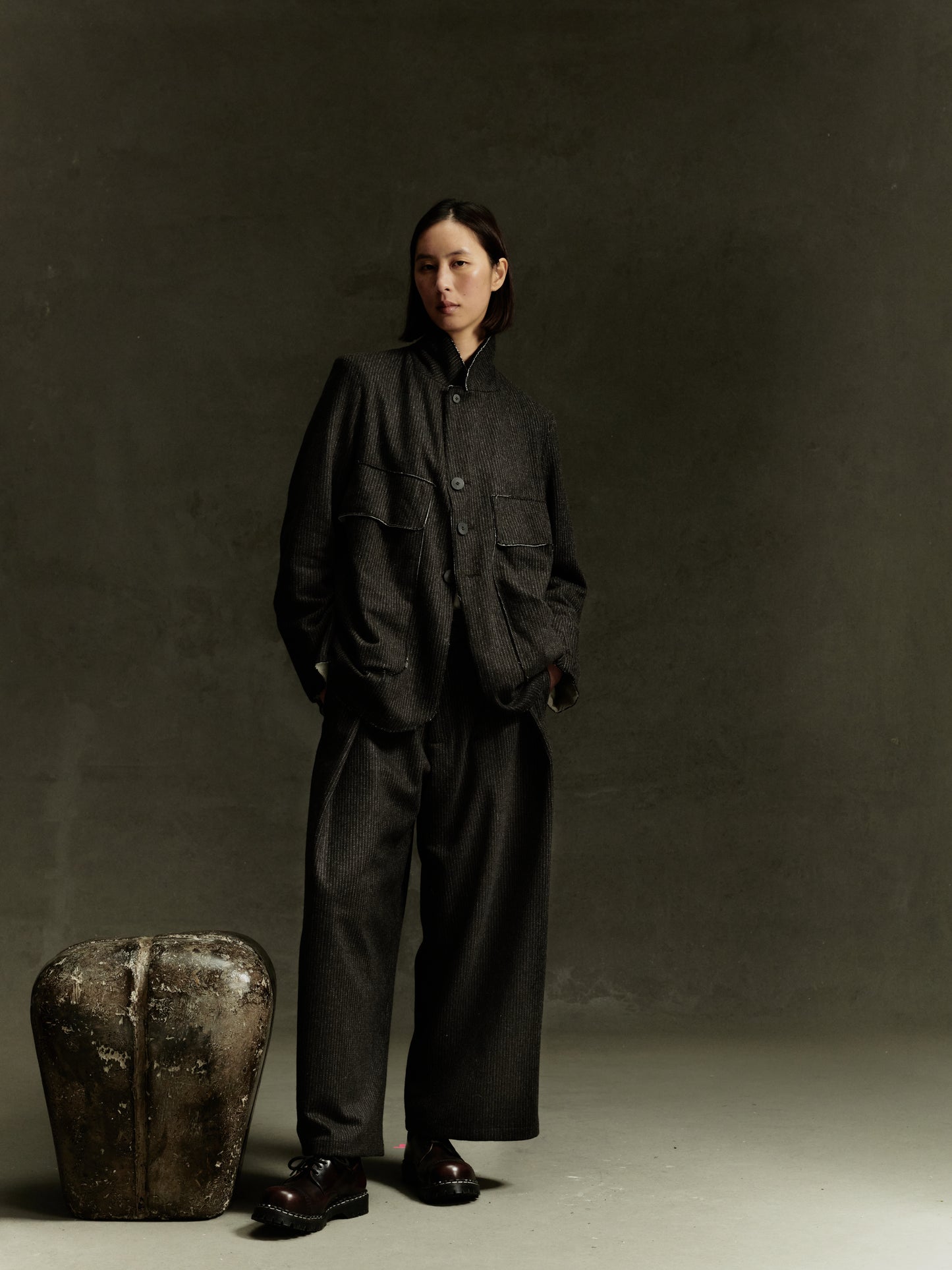 【WRIGHT+DOYLE / ライトアンドドイル】Stanhope Jacket - Cacao Pinstripe